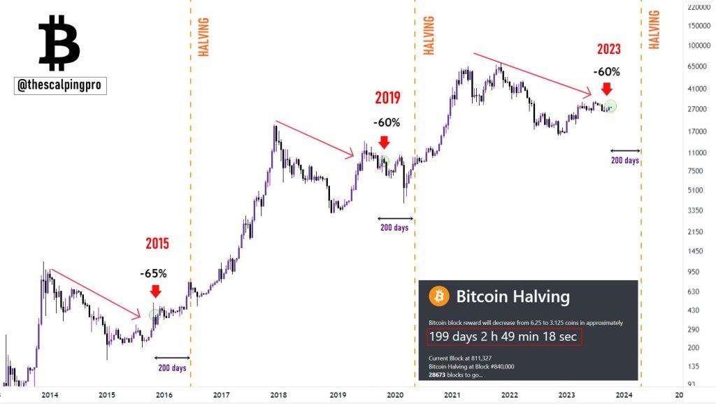  highs halving bitcoin time happens days 200 