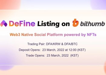 Bithumb Announced the Listing of DeFine Platform Native Token DFA With BTC and KRW Trading Pairs