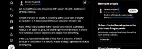 Jeremy Hogan aboga por una reserva de XRP