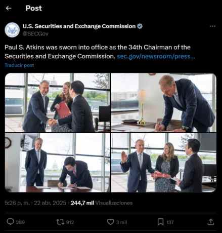 Post en X de la SEC