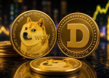 Dogecoin repite el triángulo descendente de 2024: posible ruptura y rally hacia $0.5