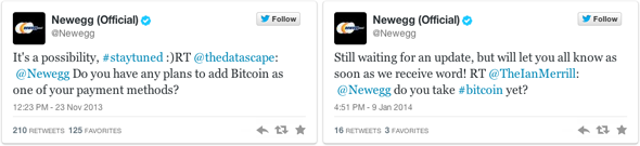 Newegg Bitcoin Tweets