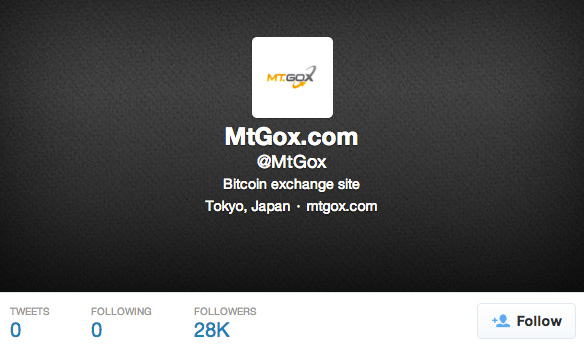 MtGox Twitter Account No Tweets