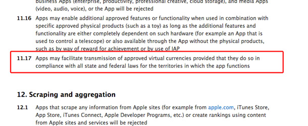 Apple policy change apps bitcoin