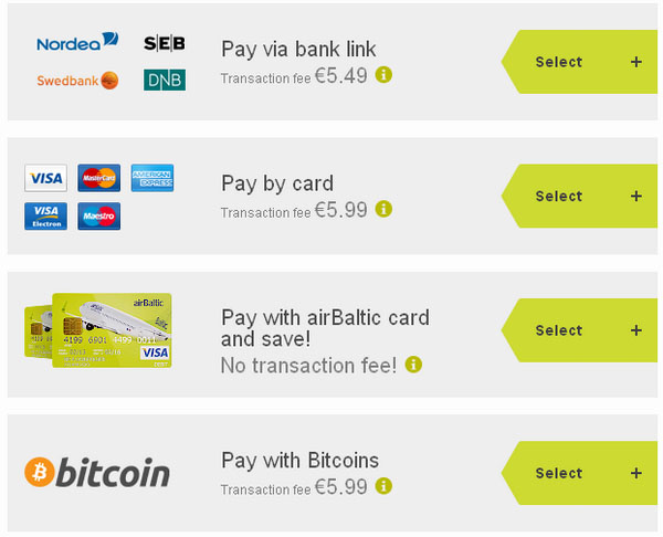 Airbaltic payment options bitcoin