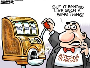 Investing in Bitcoins Cartoon by Steve Sack