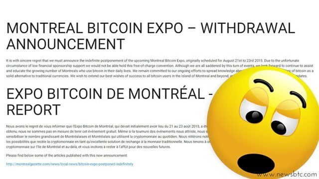 Lack of Sponsors Leads Montreal’s Bitcoin Expo to Be Postponed.