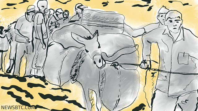 Syrian Refugee Relief Efforts Using Blockchain. refugee crisis illustration. newsbtc bitcoin news
