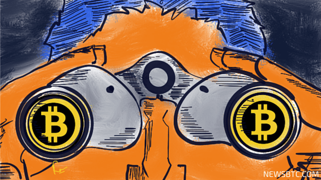 looking through binoculars. bitcoin illustration. bitcoin price analysis. newsbtc bitcoin news