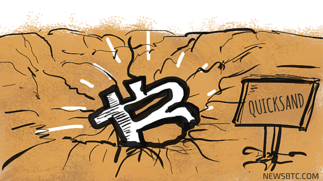 bitcoin price stuck in a range. quicksand illustration. newsbtc