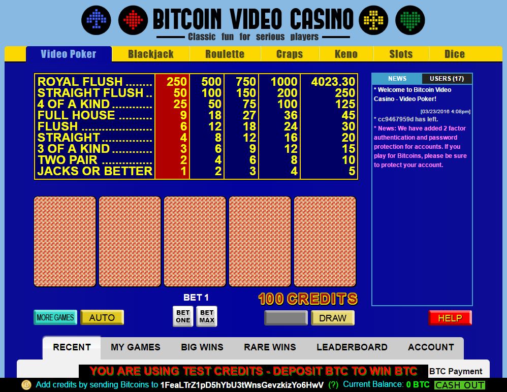 Bitcoin Video Casino – A Las Vegas Style Video Casino
