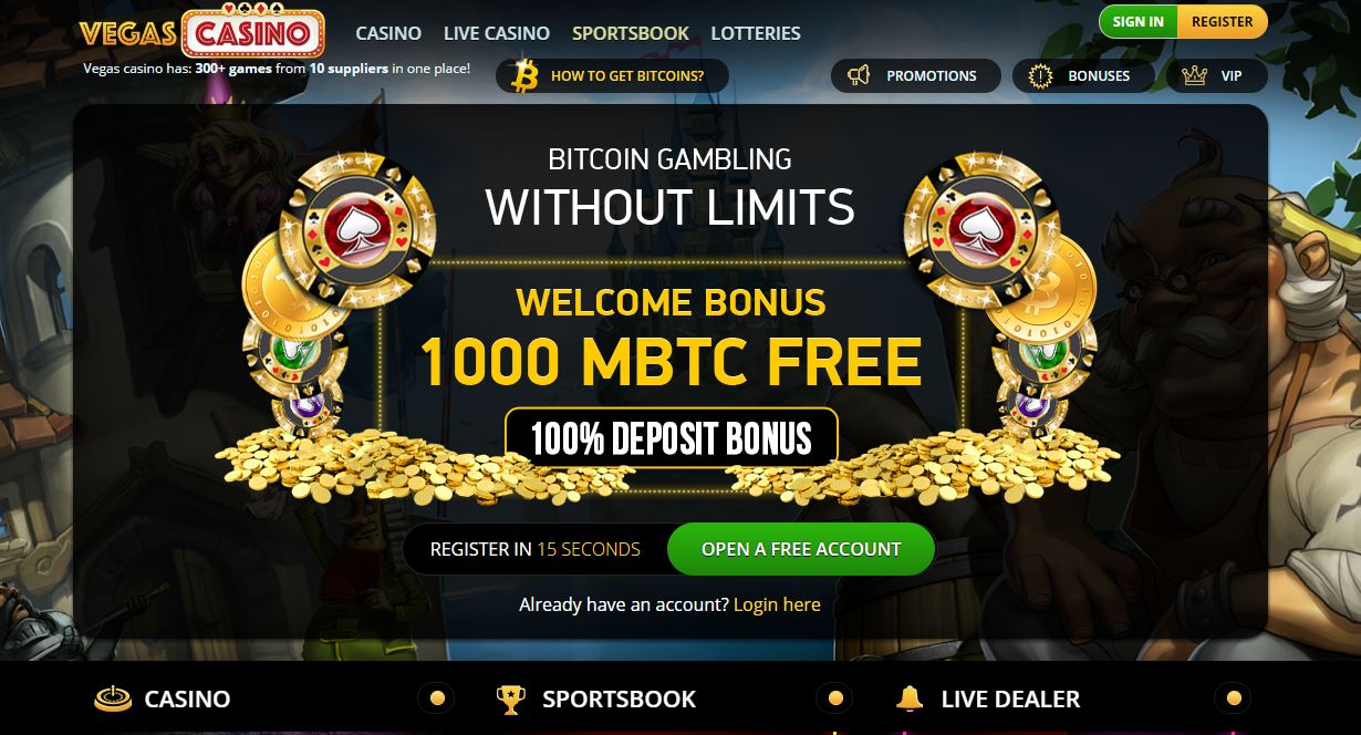 Vegas Casino – Get a Welcome Bonus up to 2 BTC