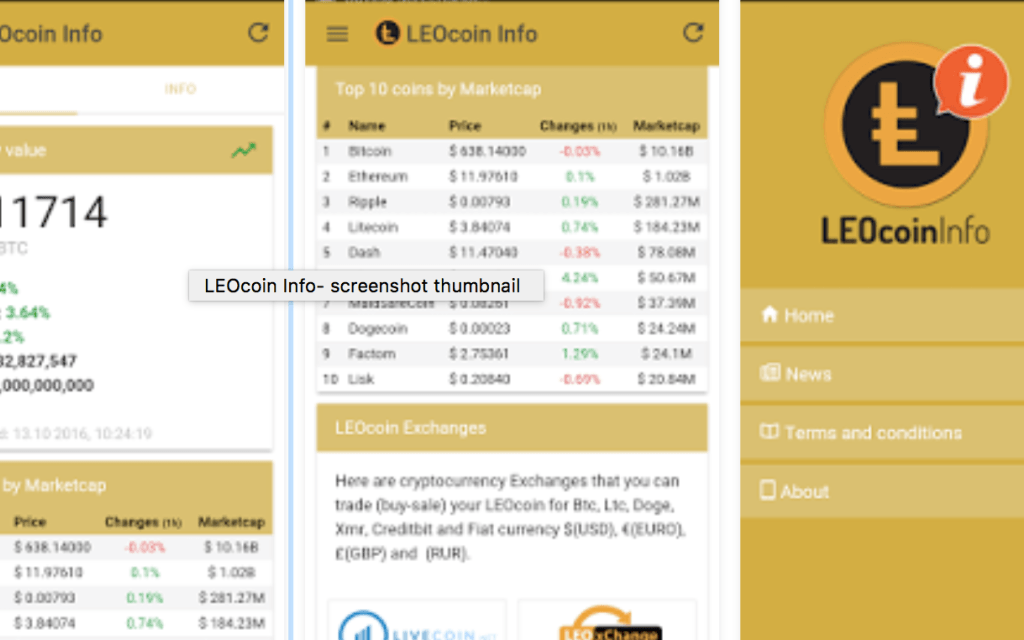 LEOcoin Info App