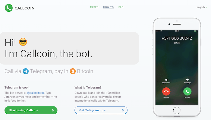 Callcoin Telegram Bot Offers International Calling for Bitcoin