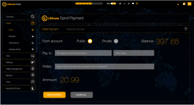 LEOcoin Wallet Illustrates Privacy Feature in Newly Released Screenshots