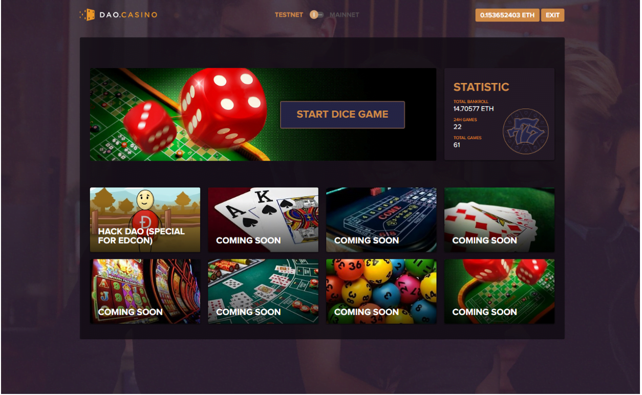 DAO.Casino Announces Release of Alpha Decentralized Casino Platform and Dice Game on Smart contracts