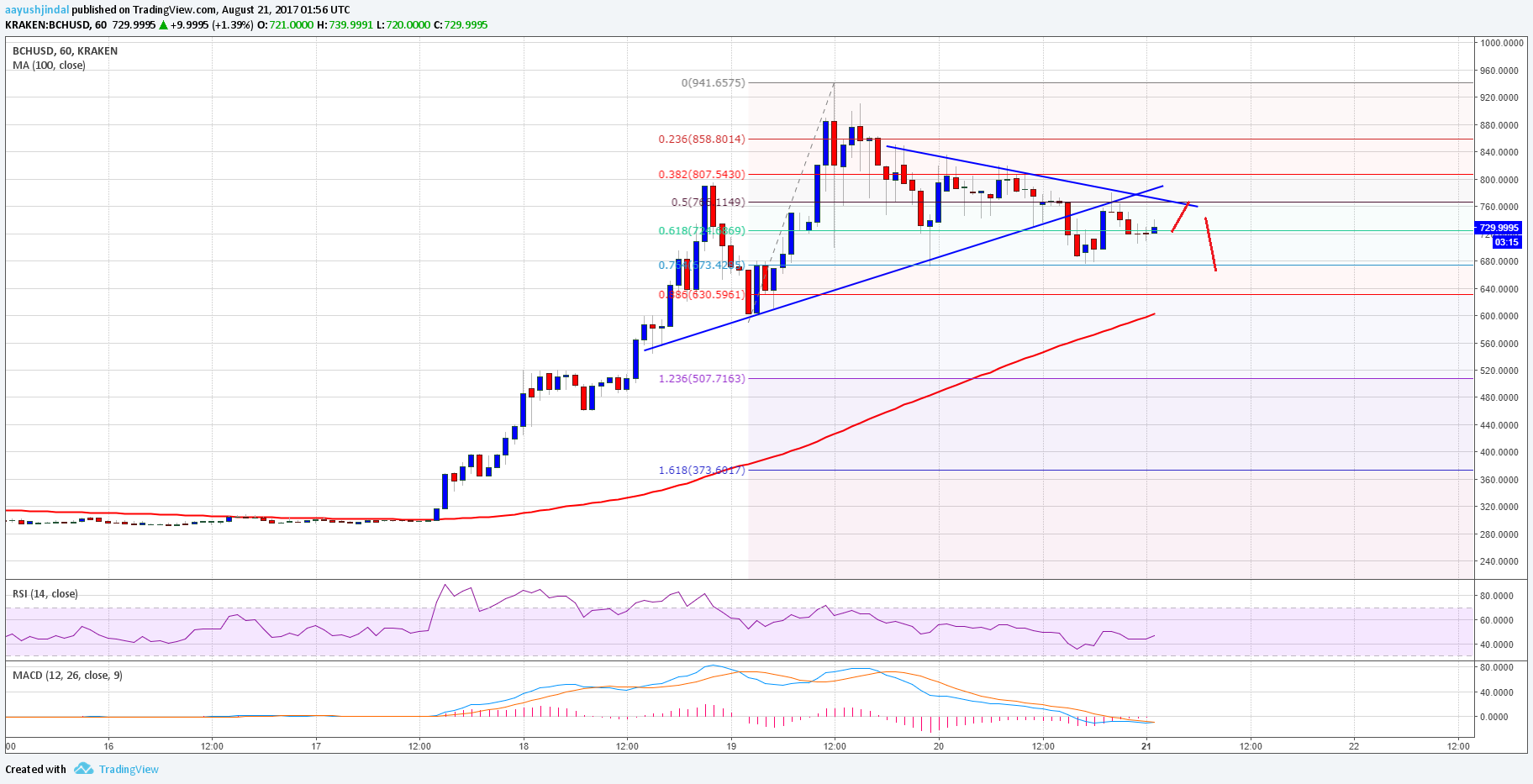 Bitcoin Cash Price Tech Analysis – BCH/USD Correction Initiated