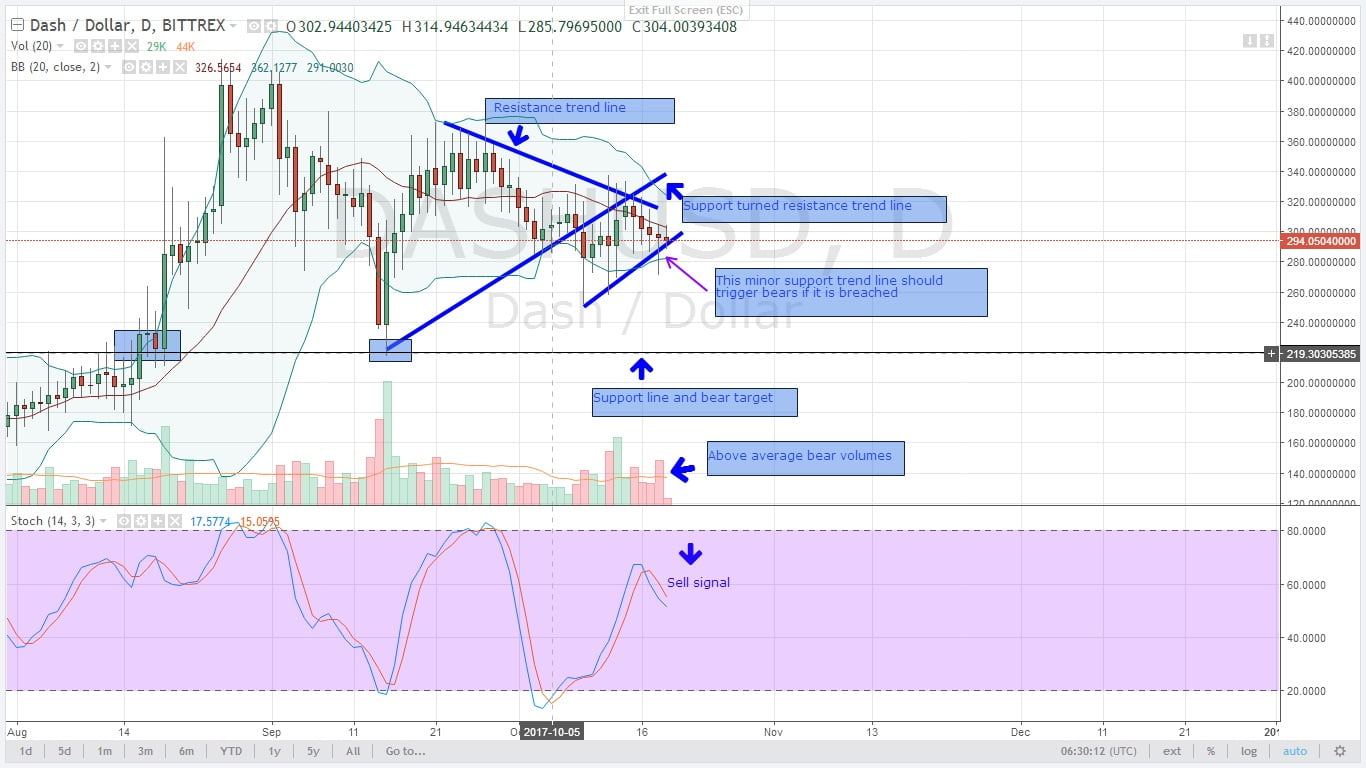 DASHUSD Daily Chart for 19.10.2017