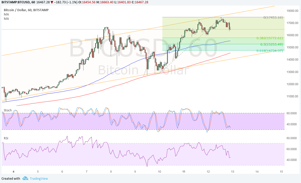 BTC Price Tech Analysis for 12/13/17 – Another Major Pullback?