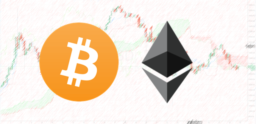 Bitcoin Ethereum Logo chart art