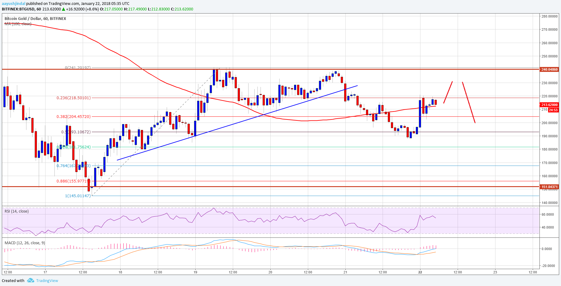 Bitcoin Gold Price Technical Analysis BTG USD