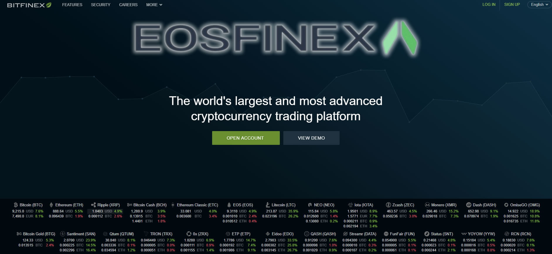 Bitfinex Announce Launch of EOSfinex Decentralized Trading Platform