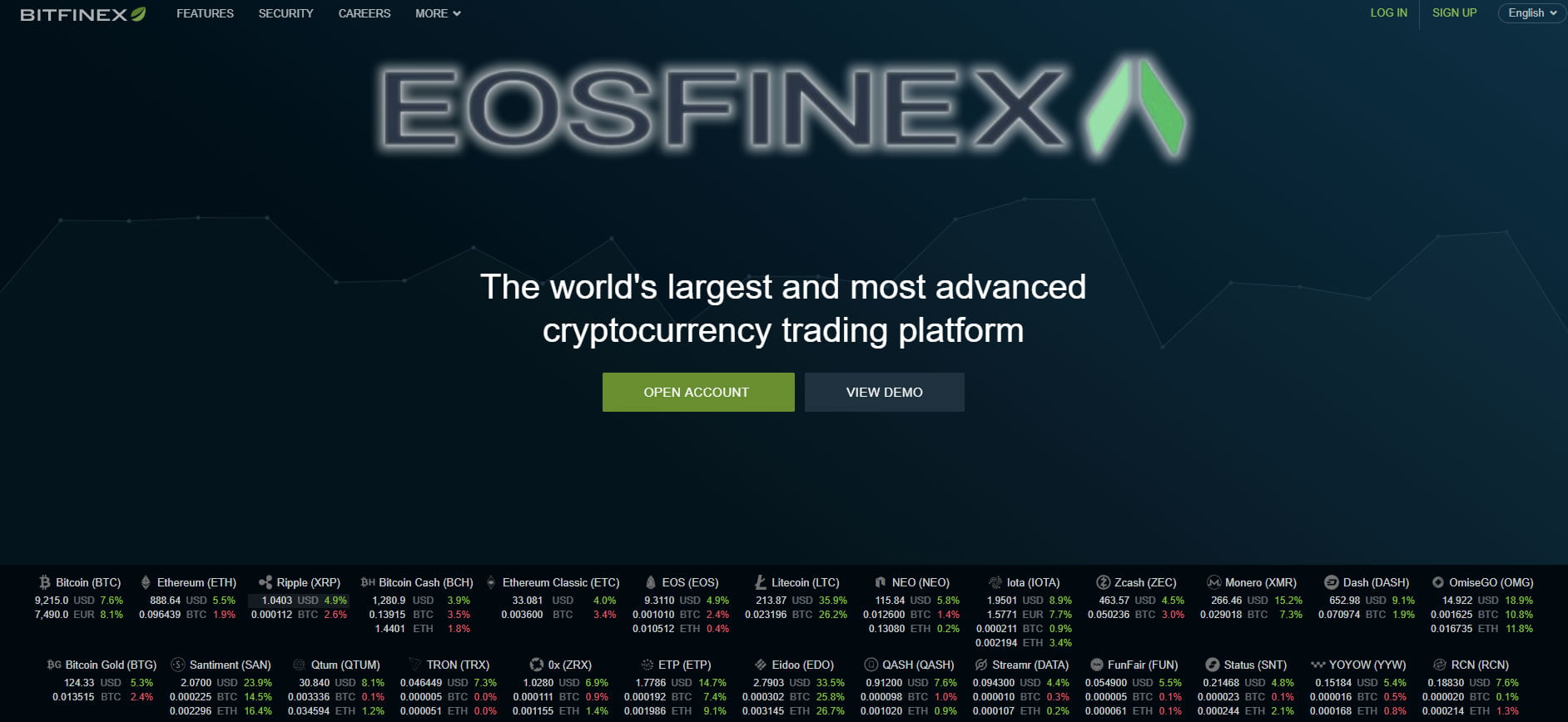 Bitfinex Announce Launch of EOSfinex Decentralized Trading Platform