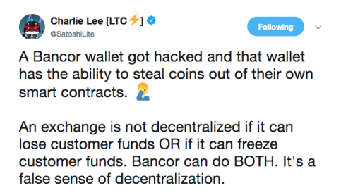 Charlie Lee on Bancor Network
