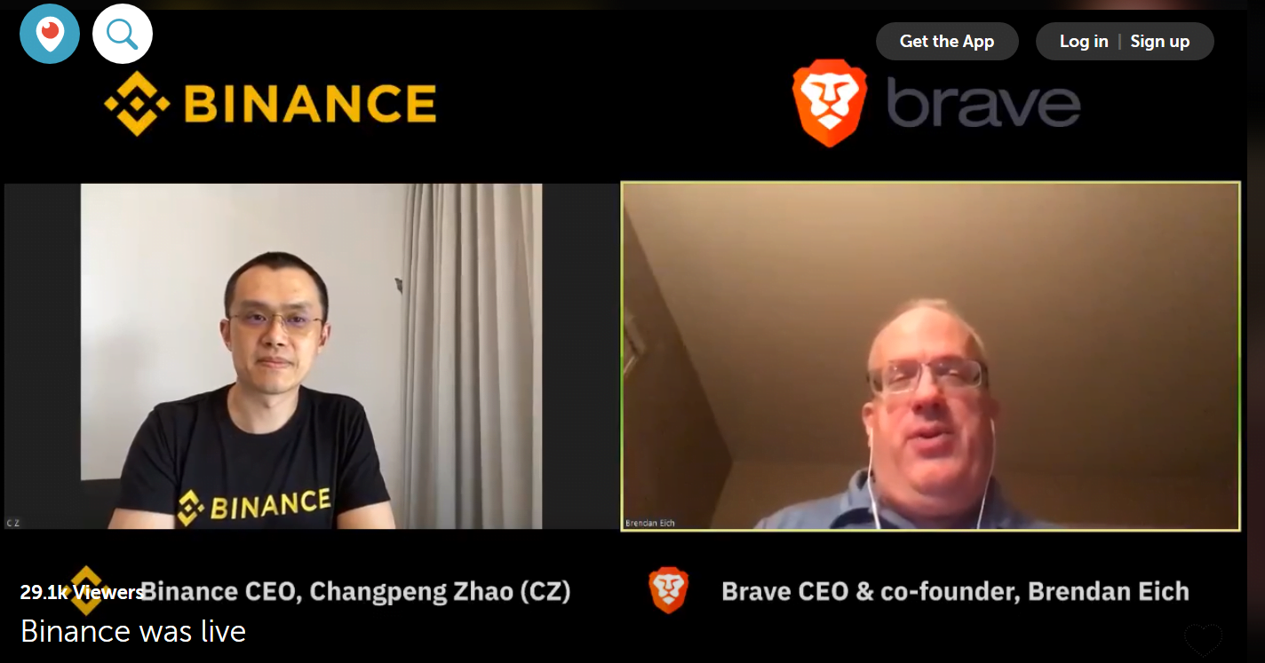 يناقش Changpeng Zhao و Brendan Eich التشفير 