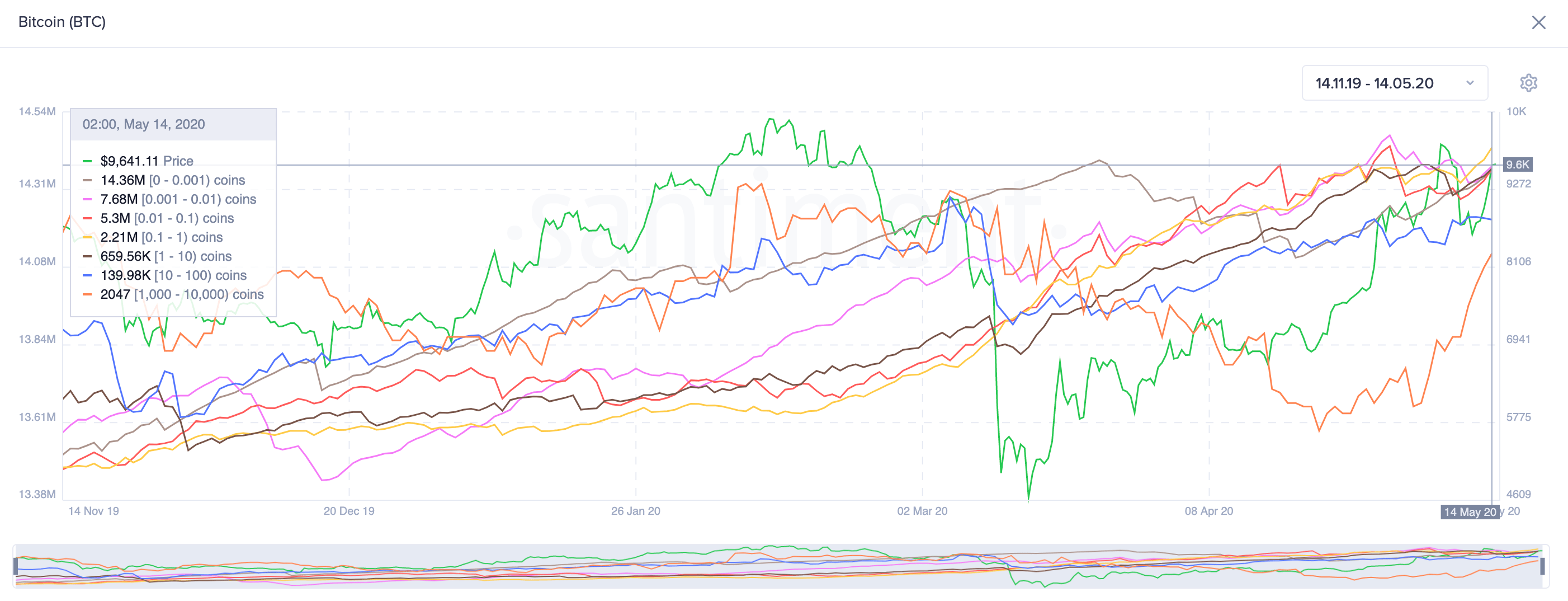 Bitcoin Holders Distribution by Santiment