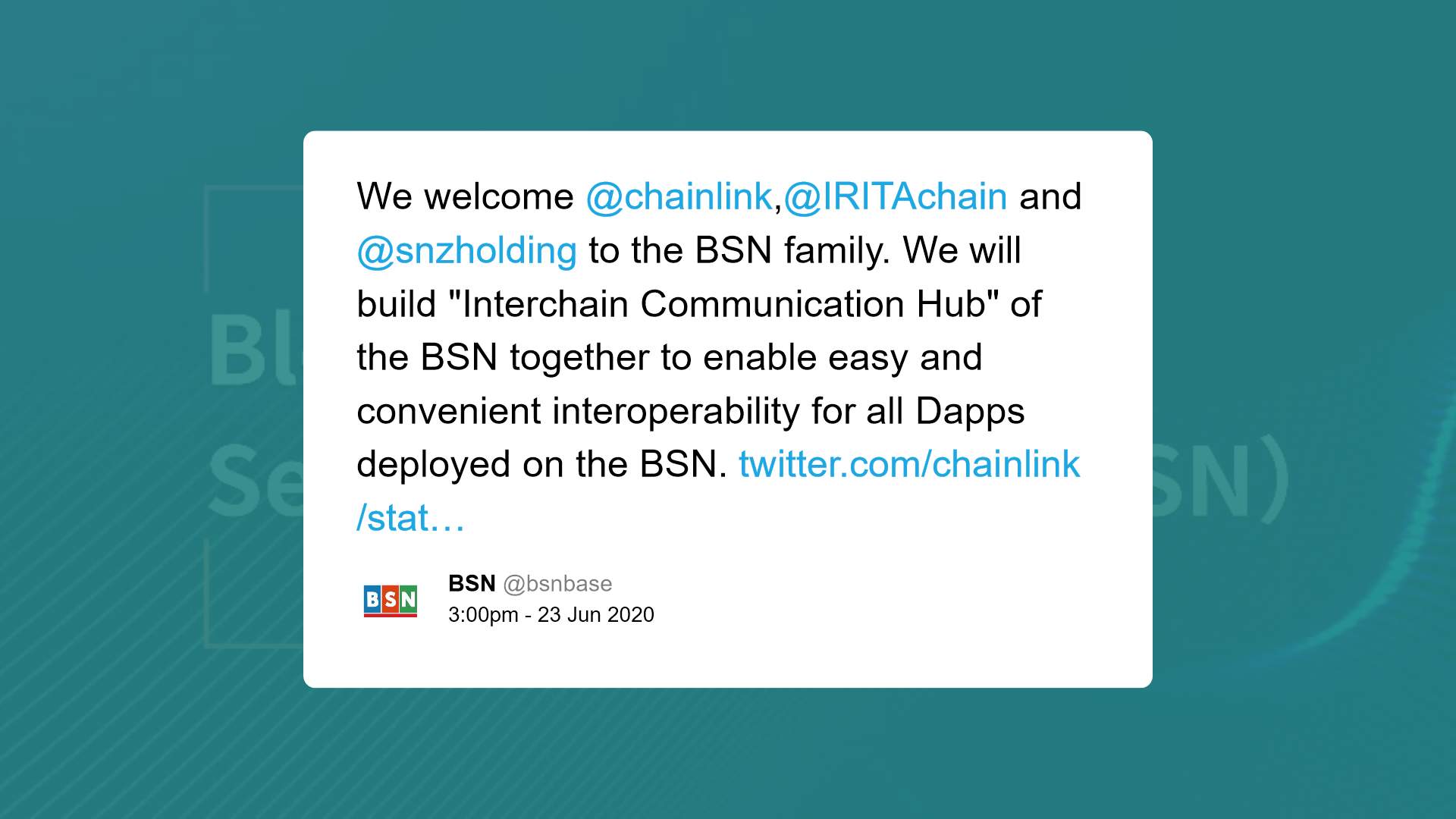 Chainlink and BSN tie-up