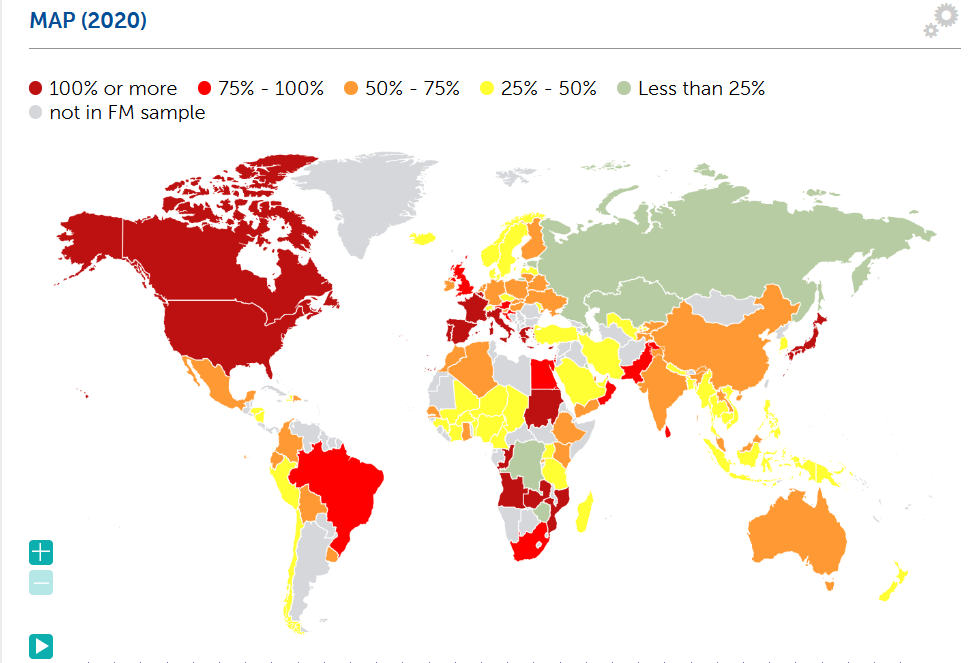 debt-to-gdp ratio map