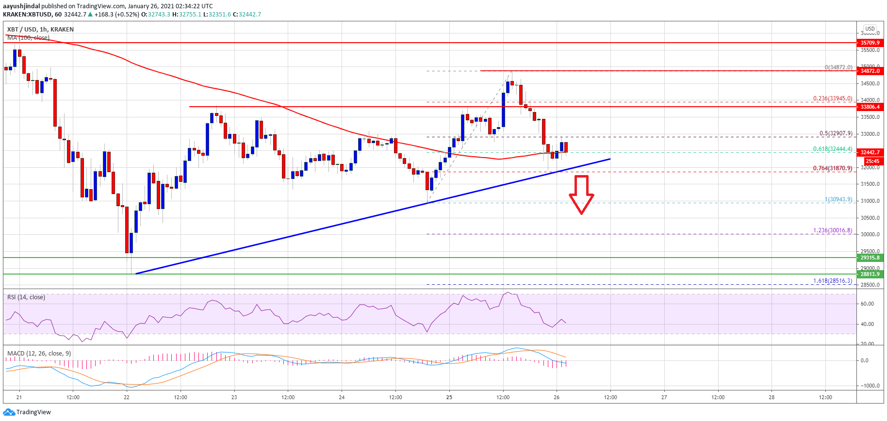 TA: Why Bitcoin Price Remains At Risk for a Fresh Drop to $30K