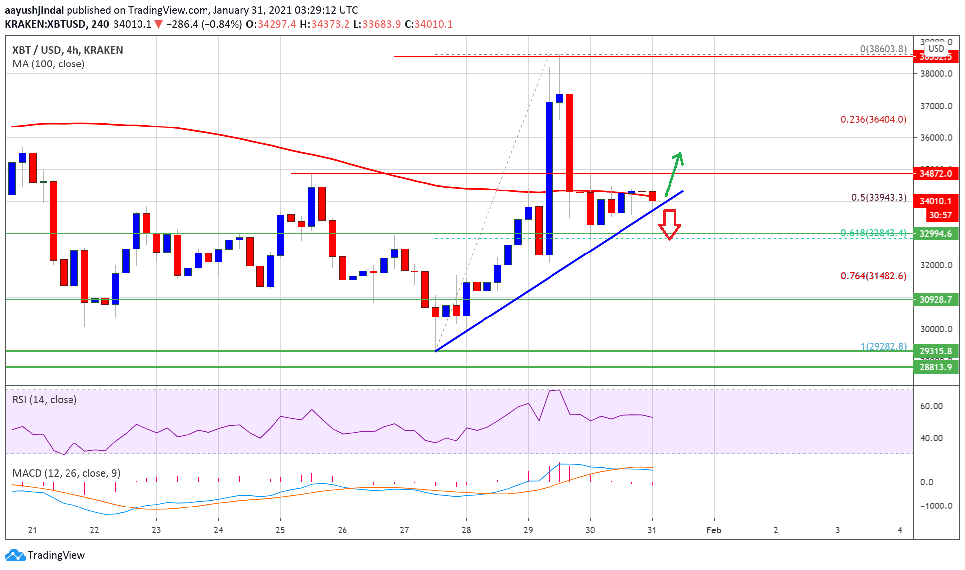 Why Bitcoin Price Remains At Risk of A Drop To $31K After Elion’s Rally