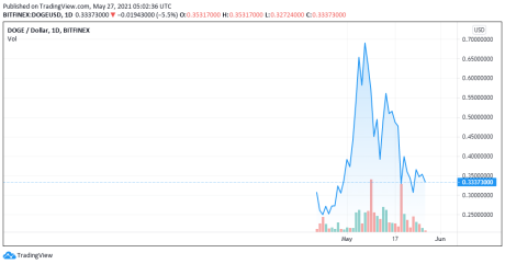 DOGE price chart for 05/27/2021 - TradingView