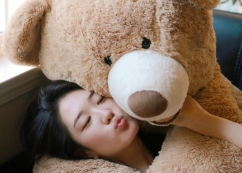 Bear trap, girl with a bear