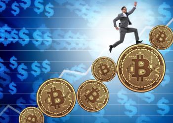 Picture of a man running up bitcoins