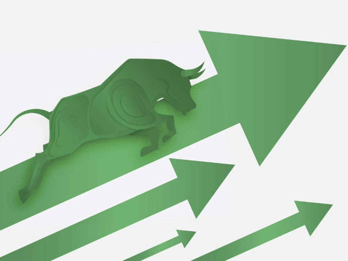 Picture of a green bull with green arrows pointing upwards
