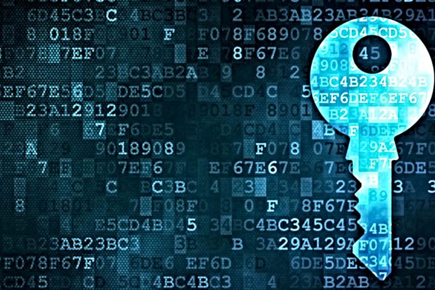 Numbers and letter with a key to the right of it