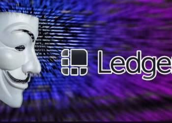 A Salvador Dali mask facing the Ledger logo