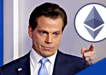 Picture of Anthony Scaramucci, CEO of Skybridge Digital, point to an Ethereum coin