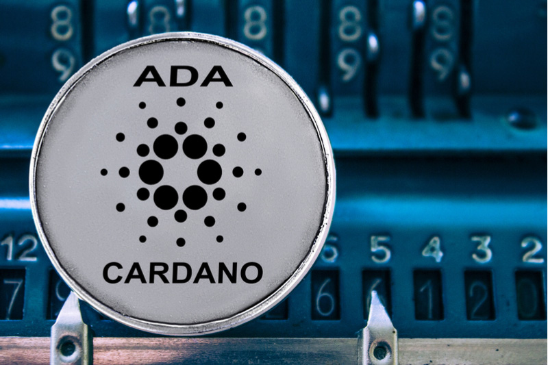 Picture of a Cardano coin with ADA and Cardano written on it