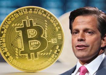 Picture of Anthony Scaramucci with a bitcoin next to him