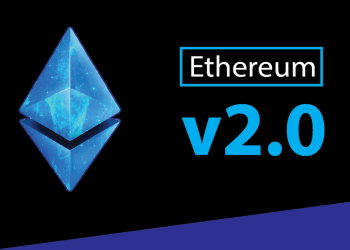Picture of an ethereum logo with Ethereum v2.0 written next to it
