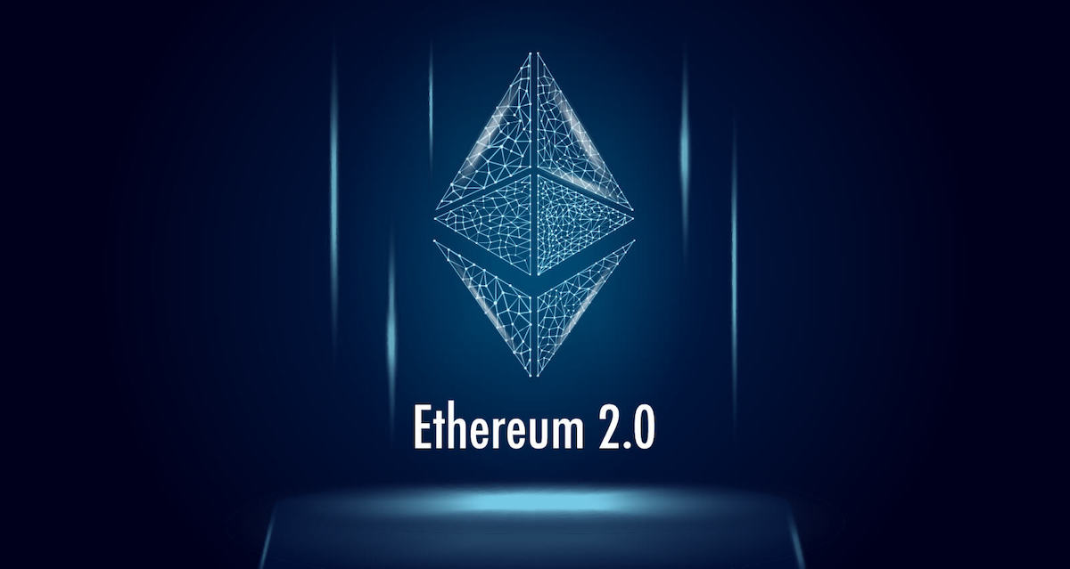 Picture of ethereum symbol with Ethereum 2.0 written underneath it