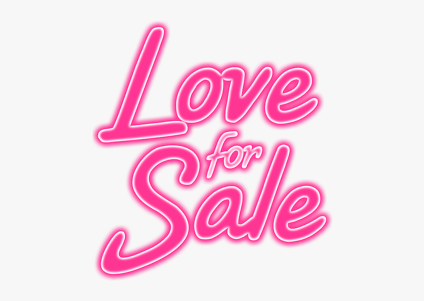 Love for Sale written in pink letters, depicting influencer selling love as NFTs