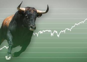 picture of a bull on a green upward chart