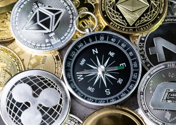 Picture of altcoins surrounding a compass