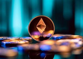 Picture of an Etheruem coin starting among other Ethereum coins