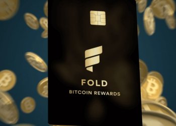 Fold card with bitcoins at the back